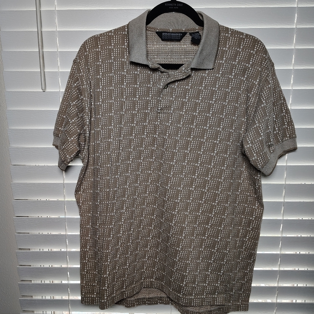 Knightsbridge Patterned Polo Shirt in Brown Medium